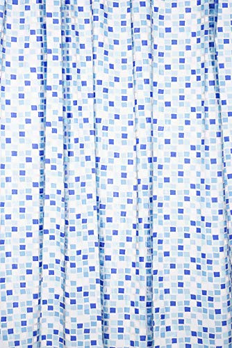 Croydex - Tenda per doccia mosaico in PVC, colore: blu