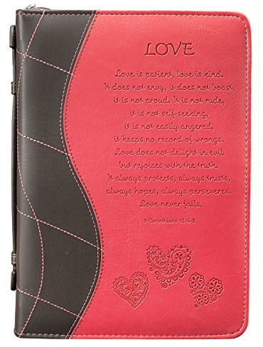 Christian Art Gifts Damenmode Bibelhülle Love 1 Korinther 13:4-8 rosa Kunstleder groß