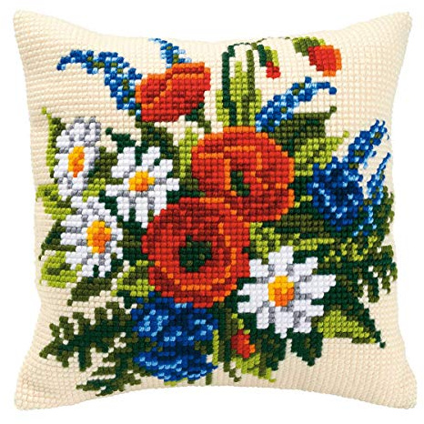 Vervaco Cross Stitch Cushion: Mixed Flowers,Setof1,