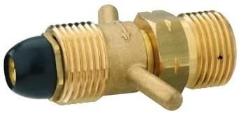 GOK Gasadapter Skandinavien, Euro Übergangsstück für Gasflasche, aus Messing, Gasflaschen-Adapter AG KLF (G.12) x AG POL weich mit Flügelschraube (G.10)