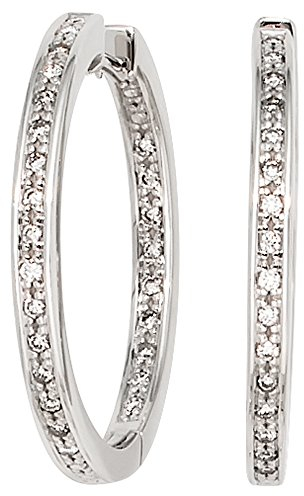 Jobo Damen-Creolen aus 14 Karat 585 Weißgold mit 50 Diamanten