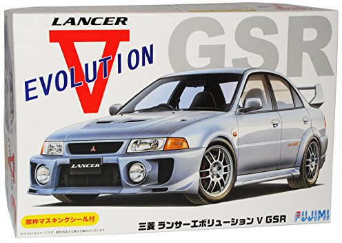Fujimi Mitsubishi Lancer Evolution V GSR Silber Limousine Kit Bausatz 1/24 Modell Auto mit individiuellem Wunschkennzeichen