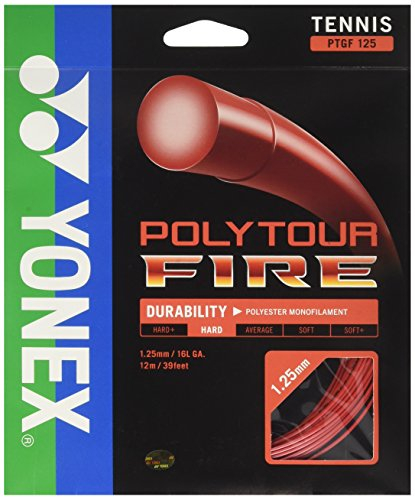 Yonex Poly Tour Fire Set di Corde, 1,2 mm, Colore: Rosso