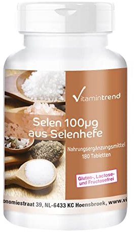 Selenio 100µg - 180 compresse PER 6 MESI! - vegano - dal lievito di selenio | Vitamintrend®