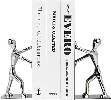 Kioneer Serre-Livres En Acier Inoxydable Robuste Et Antidérapant, Kung Fu Man Serre-Livres Humanoïdes Pour La Maison, Le Bureau, La Bibliothèque Et L'école Serre-Livres Décoratifs (Kung Fu Man Argent)