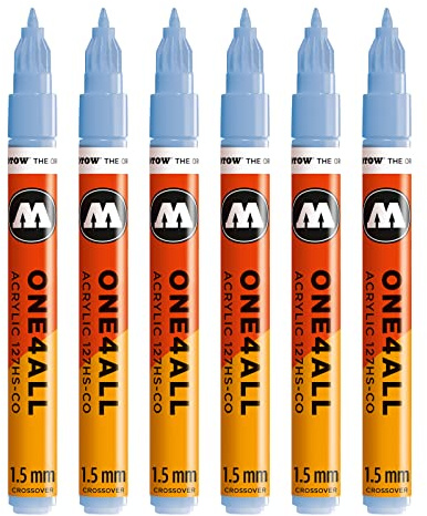 Molotow One4All 127HS-CO Acryl Marker (1,5 mm Strichstärke, hochdeckend und permanent, UV-beständig, für fast alle Untergründe) 6 Stück Farbe 202 keramik hell pastell