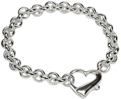 SILBERMOOS dekoratives Armband mit Herz Verschluss elegant massiv Qualitätsarmband aus Italien 925 Sterling Silber 20 cm