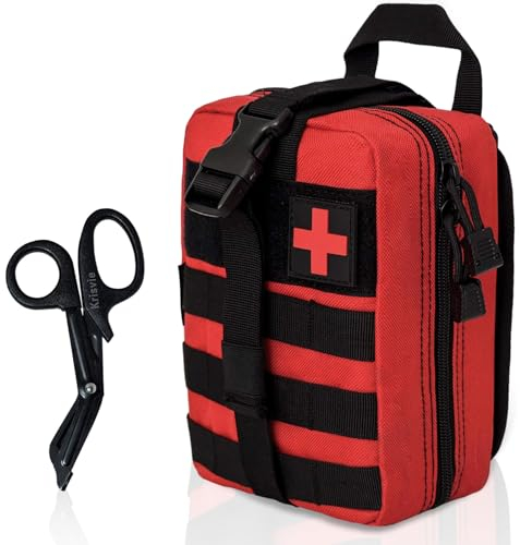 Krisvie Tactical EMT Medizinische Tasche 1000D Nylon Utility Bag mit Erste-Hilfe-Patch und Scher (Rot Besser)