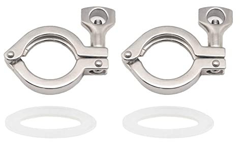 Beduan 2 Sanitary Tri Clamp, 304 Stainless Steel Single Pin Heavy Duty Tri Clamp Clover with Wing Nut for Ferrule TC 2. 2Pack (2 Inch)