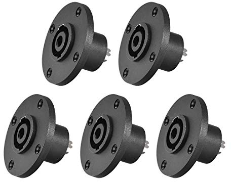 sourcing map 4-Pin Speakons Panel Mount Connector,Audio Speaker Jack Twist Lock,Round Speaker Jack Plate with Metal Insert,5Pcs