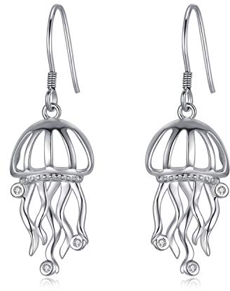 WINNICACA Quallen Ohrringe Sterling Silber Ocean Dangle Drop Hooks Ohrringe Muttertagsschmuck für Frauen Teenager Geburtstagsgeschenke