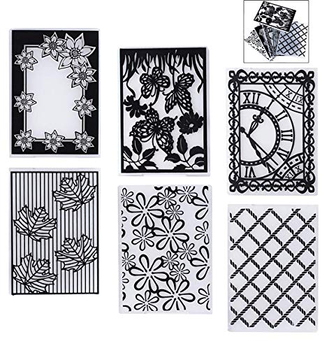 Gearmax 6pcs Plantilla para Repujado, álbumes de Recortes,Carpetas de Relieve Estampado DIY Papel Maualidades (10.5×29.5cm)