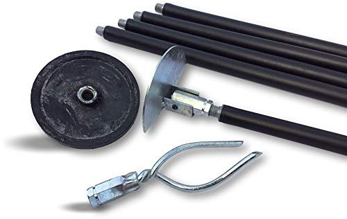 Kit déboucheur canalisations | Ø 45 à 100 mm | Système débouchage ou curetage | Cannes noires 6,60 mètres | Piston ventouse Ø 95 mm | Vrille Ø 45 mm | Racloir demi-lune 100 mm | Kibros 4KITDEBN