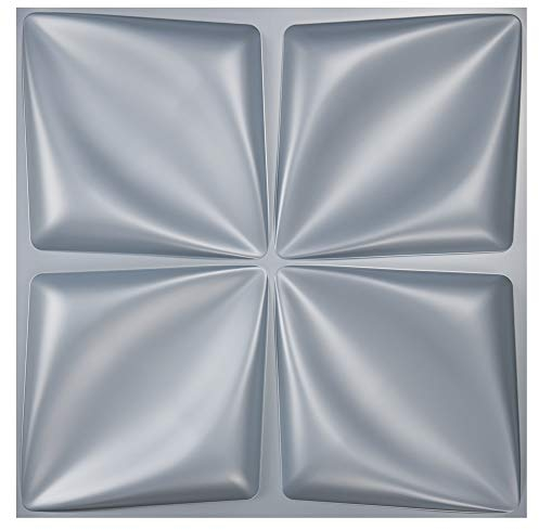 Art3d Panneau mural 3D en PVC gris mat argenté avec motif floral - 3 m² - Décoration murale intérieure dans le salon, la chambre, le hall, le bureau, le centre commercial