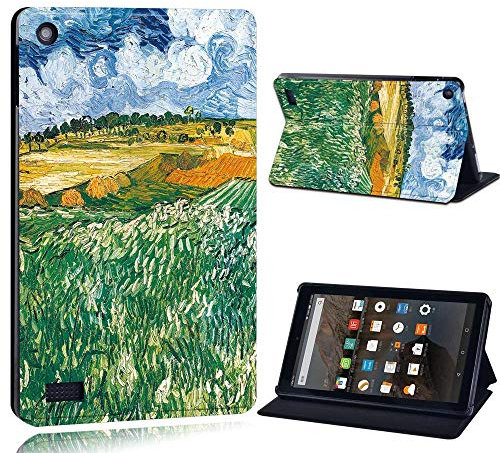 FINDING CASE For Amazon Fire 7 (5th 7th 9th Generation) Tablet - Printed PU Flip Leather Smart Lightweight Shell Stand Cover Case for Fire 7 (5th 7th 9th Generation) (countryside paint)