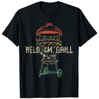 Herren Vater Held Grill Papa Grillschürze Lustig Grillen Vatertag T-Shirt