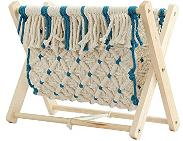 Makramee Zeitungsständer Magazinhalter, Kleiner Rustikale Boho Zeitungshalter Aufbewahrungskorb Tisch Bücherregal, Baumwolle Zeitschrift Storage Organizer Für Bücher, Zeitungen, Notizbuch, Küche Büro