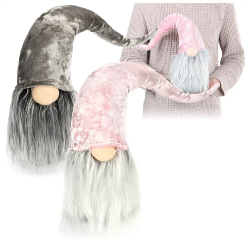 com-four® 2X Premium Weihnachts-Wichtel für die Weihnachtsdeko | winterliche Zwergen-Figur - Zipfelmütze - skandinavische Deko-Trolle - schwedischer Gnom mit Bart und langer Wintermütze