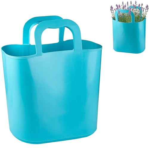 alles-meine.de GmbH 2 Stück Flexi & flexibel Modell + Farbwahl XL große - biegbare - Einkaufskörbe/Pflanztasche mit Henkel - blau/hellblau - neon Farben - Einkaufstasch..
