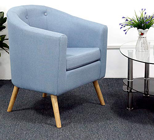 XUANYU Wohnzimmersessel Einzelsessel Loungesessel Polstersessel Sessel aus Leinen, für Wohnzimmer, Esszimmer, Lounge, 64×50×70 cm, Blau