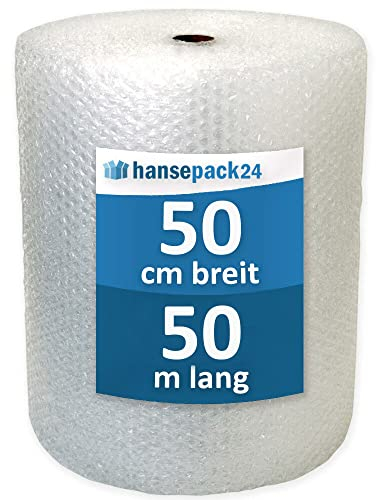 2 Rollen Luftpolsterfolie 60 my 50cm x 50m Versandfolie Verpackungsmaterial für Versand und Umzug Bubble Wrap