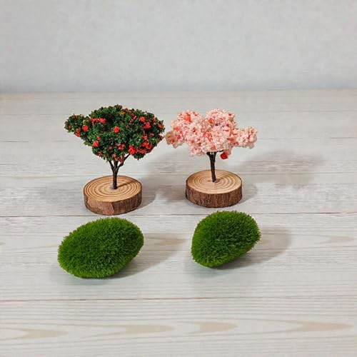 ZEN&TAO Miniatur Desktop Zen Gartenzubehör, DIY Zen Garten Feengarten Miniaturen, japanische Geschenkidee, Terrarium, Puppenhaus, Bonsai Dekoratives Bastelset (4 Artikel - Option A)