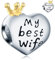 Meine beste Ehefrau für immer in Liebe Herz Charms passen Pandroa Paar Armband, 925 Sterling Silber My Best Wife Heart Hochzeitstag Perlen mit Krone, Geschenk für Frau/Ehemann/Braut/Esposa