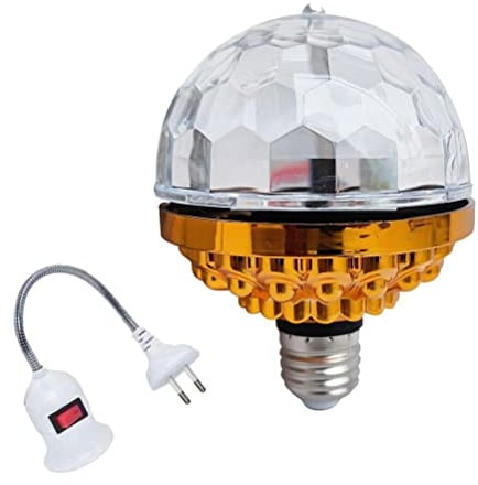 Boxwizard Luce a Sfera Rotante Colorata DJ Crystal RGB Party Light Disco Ball LED Strobe Lamp Lampadina con Presa E27 6W (E.U. Regulations)