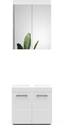 Vicco Badmöbel-Set Luna, Badezimmerschrank-Set, Weiß, 2 Teile
