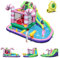 DREAMADE Aufblasbare Hüpfburg mit Gebläse, Wasserpark mit Rutsche & Sprungbereich & Wasserbecken & Tic-Tac-Toe Spiel, 425 x 375 x 225 cm Wasserspielcenter Outdoor & Indoor