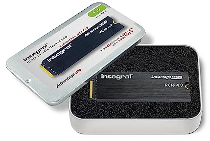 Integral Advantage PRO-1 1TB SSD NVME M.2 2280 PCIe Lightning-Fast Gen4x4 R-7400MB/s W-5500MB/s Solid State Drive Built-in Heatsink Compatible With PS5