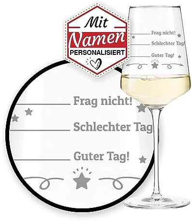 Leonardo Puccini XL Weinglas mit Namen & Witz - Stimmungsglas Schlechter Tag, Guter Tag, Frag nicht - als kreatives Geburtstagsgeschenk/Jahrestag für Frauen