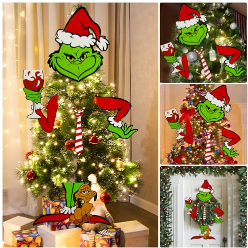 Große Grünen Weihnachtsbaumschmuck, Weihnachtsbaumspitze Kopfarm und Beine für Baum, Weihnachtsbaum Deko, Weihnachtsdekorationen, für Winter Weihnachten Party Zubehör