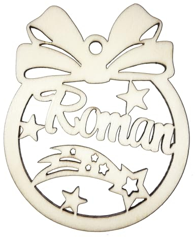 Holz Weihnachtskugeln Christbaumschmuck Weihnachtsbaum - Anhänger Ornament mit Wunschname Name Personalisiert
