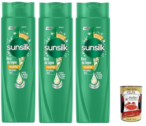 Italian Gourmet Shampoo per capelli ricci für elastische Locken 3 x 250ml | Deterge delicatamente e aiuta la forma naturale; Pflege gegen Frizz, Gesamtnettogewicht 750 ml + Kostenlos Polpa 400g