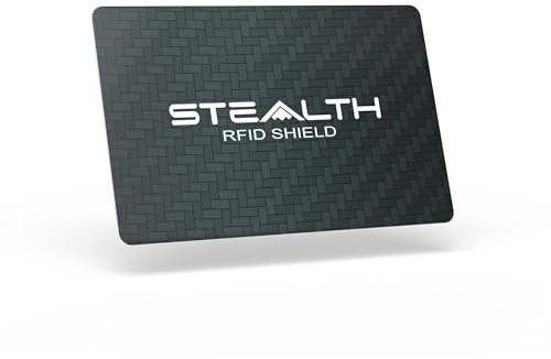 STEALTH SHIELD Carte di Blocco RFID - Protezione della Carta di Credito RF/NFC ad alta Resistenza - Sicurezza del Portafoglio per la Scansione Senza Contatto Illegale (Nero)