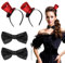 CHCAES 4 Stück Mini Zylinder Hut mit Haarreif Rot Mini Top Hut Zirkusdirektor Fliege Schwarz für Karneval Party Kopfschmuck Accessoires
