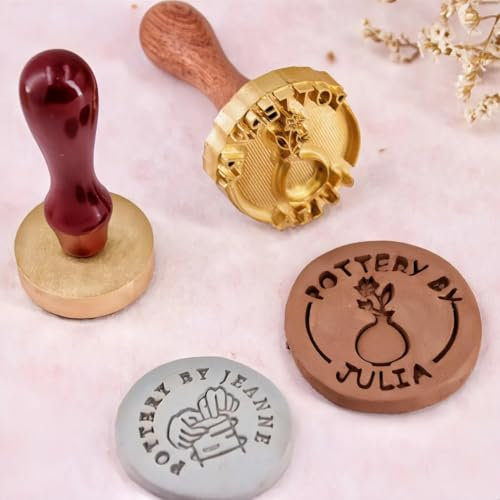 Individuell gestaltete Messingstempel für Ton, individuell gestaltete Keramikstempel, personalisierte Logo-Stempel für Töpferwaren