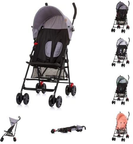 Chipolino Kinderwagen Amaya Buggy Sonnendach verstellbar, zusammenklappbar, Korb, Farbe:grau/schwarz