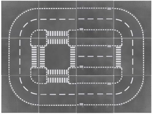 Peohud 12 Pieces Road Base Plates, 10 x 10 Building Blocks Base Plates for Building Bricks Compatible with All Major Brands, City Street Plates