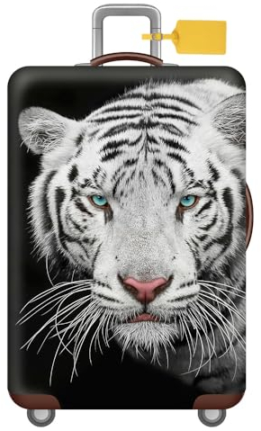 FANSU Kofferhülle Kofferschutzhülle, Tier Druck Elastisch Reisekoffer Schutzhülle mit Reißverschluss, Waschbar Gepäckabdeckung - 18 bis 32 Zoll Koffer (Tiger,L(26-28in))