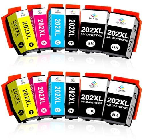 LeciRoba 202xl druckerpatronen Ersatz für Epson 202 druckerpatronen und 202xl Multipack für Epson Expression Premium XP-6000 XP-6005 XP-6100 XP-6105 (12 Pack)