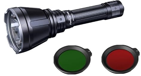 Fenix HT18R LED Jagd Taschenlampe mit max. 2.800 Lumen Spotlicht + Rotfilter + Grünfilter + Strobe + SOS mit 5.000mAh Akku und USB-C Ladekabel – Kabelschalter geeignet