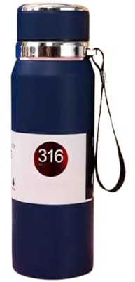 JUSHZ Botella Agua Acero Inoxidable Botella Gimnasio Deporte Garrafa Adultos Termo Cafe para Llevar Termo Agua Caliente Taza Termica Thermos Acero Inoxidable Alta Capacidad Portable (600ML,Blue)