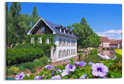 GLJXFP Schönes Stadtposter, Straßburg, Frankreich, Poster, dekorative Malerei, Leinwand, Wandposter und Kunstdruck, moderne Familienschlafzimmer-Dekoration, Poster, 60 x 90 cm