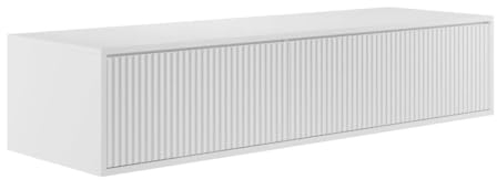 Vente-unique-Mueble de Lavabo Flotante Rayado - Blanco - 150 cm - ARNEGA