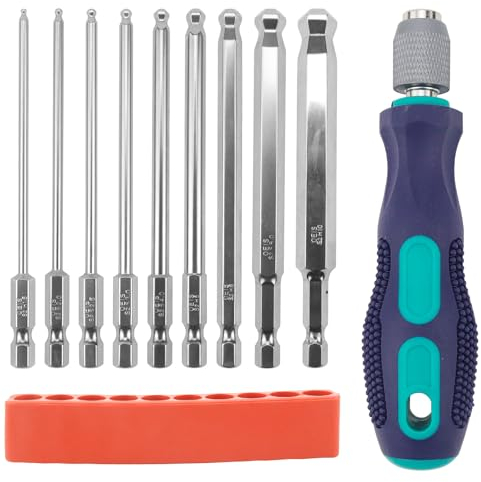 LPZMPZ 10 Pezzi Hex bit Set 100mm Lungo Punte per Cacciavite Esagonale magnetiche testa esagonale inserti per avvitatore da 1/4, H1.5 H2 H2.5 H3 H4 H5 H6 H8 H10