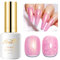 Imtiti Shell Aurora Mermaid Crème Pink Gel Nail Polish, 15ML Pearl Glitter Shimmer Soak Off UV per Nail Art Manicure Fai Da Te 1Pcs
