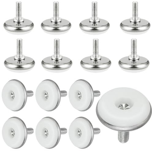 GOLRISEN 30 PCS Pied de Meuble a Visser M8, Pieds de Nivellement Meuble en Fer et Plastique, Pied de Table Chaise Antidérapant, M8 Pied Meuble pour Protection Sols de Meubles Contre Le Bruit (Blanc)