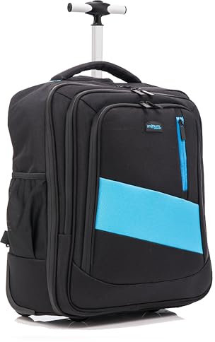 DK Luggage EasyJet cabin bag 45x36x20 Underseat Hand Luggage Carry on Travel Laptop Backpack with USB Port With 2 Wheels (Black, 17 Small)